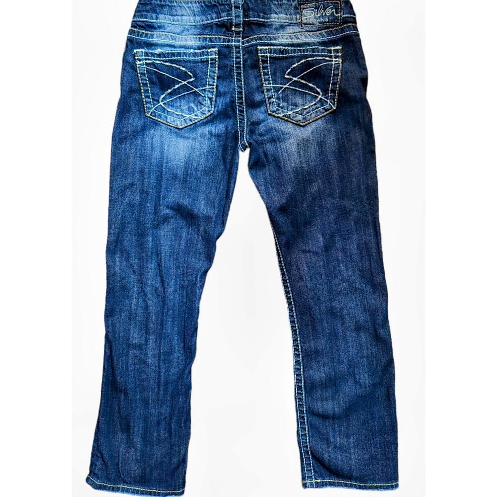 Silver Jeans Santorini Women's Size 29 Blue Straight Leg Stretch Denim Capri - Picture 8 of 16
